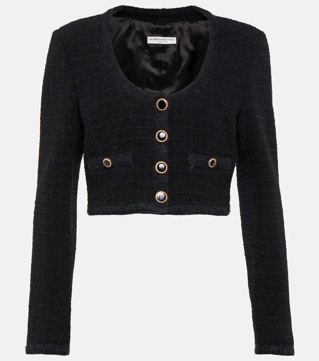 Alessandra Rich cropped tweed jacket in black