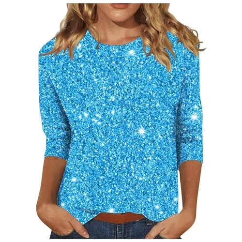 Amazon Haul Items Under 20,Best Valentine Gifts for Ladys,Sequin Tops for Women 3/4 Sleeve,Womens Petite Sweaters Clearance,Womens Sequined Tops,Best Papa Gifts,Shirts Women,Pallet Liquidation Sale