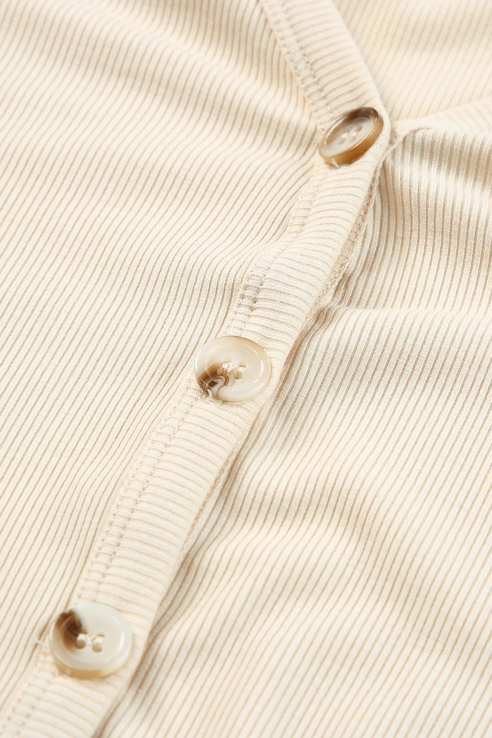 Apricot V-Neck Button-Up Cardigan with Pockets