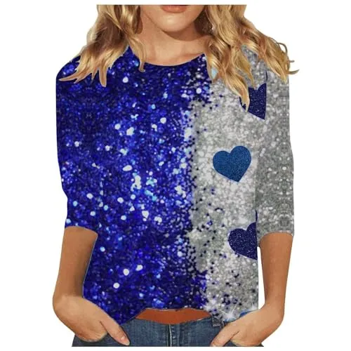 Bargains Finds Clearance Warehouse Today,Amazon Haul Items Under 20,Red Glitter Tops for Women,Sweaters for Women,Sparkle Top 3/4 Sleeve,Clearance On Christmas,White Tops for Women Dressy