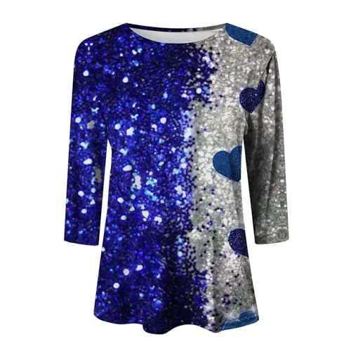 Bargains Finds Clearance Warehouse Today,Amazon Haul Items Under 20,Red Glitter Tops for Women,Sweaters for Women,Sparkle Top 3/4 Sleeve,Clearance On Christmas,White Tops for Women Dressy