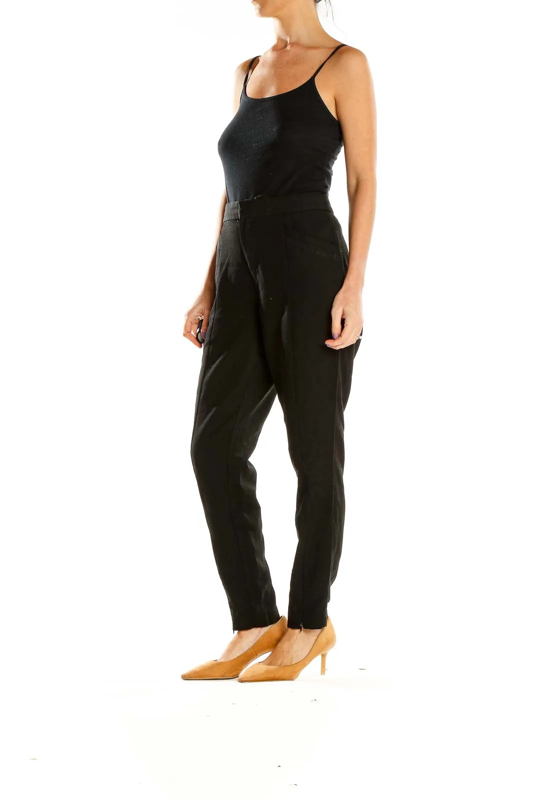 Black Classic Straight-Leg Trousers