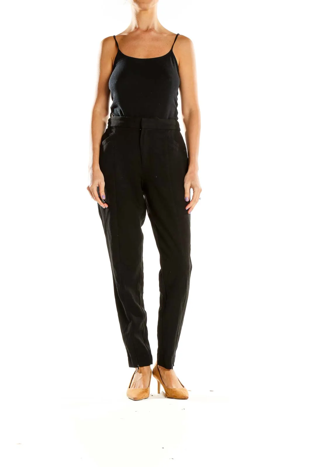 Black Classic Straight-Leg Trousers