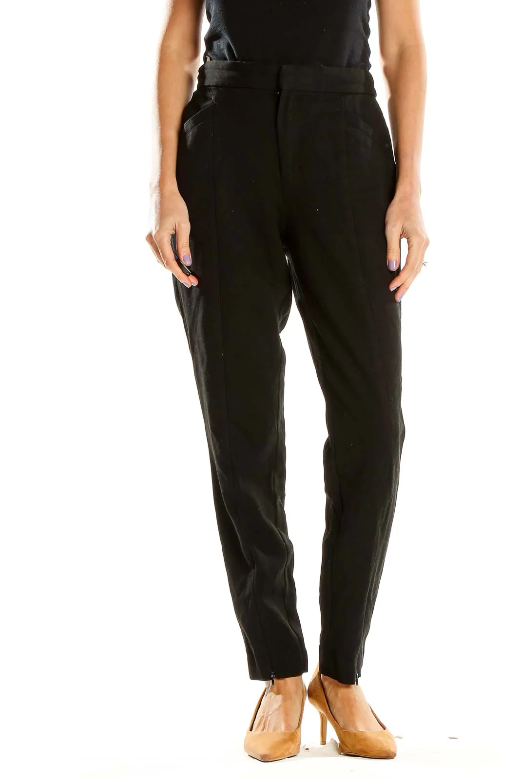 Black Classic Straight-Leg Trousers