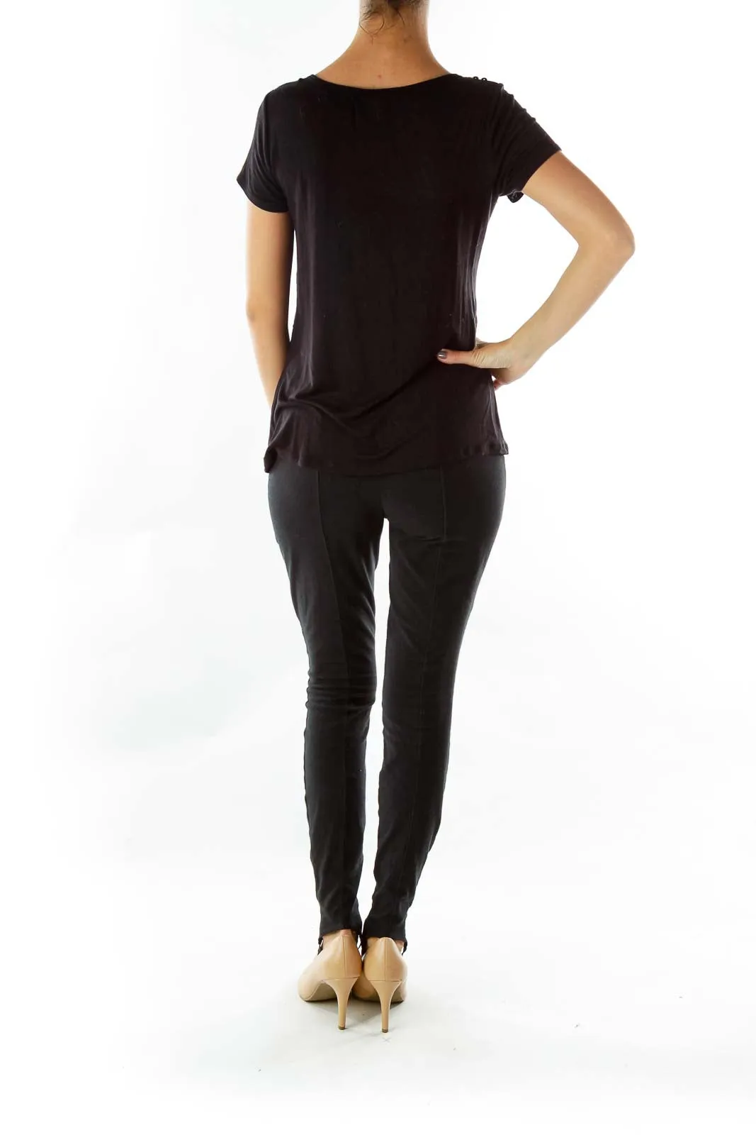 Black Sequined Loose T-Shirt