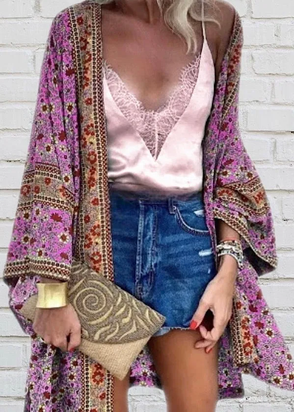 Bohemian Babe Pink Print Kimono