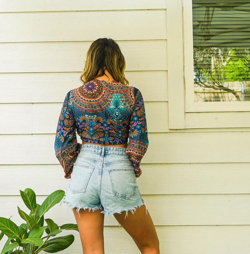 Bohemian Turquoise Wrap Top