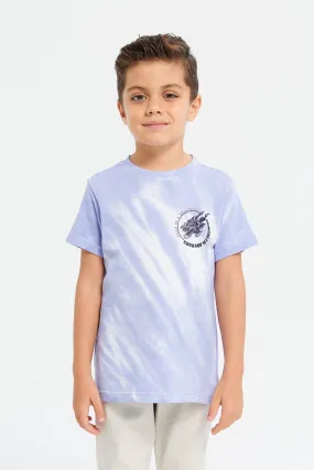 Boys Blue Tie Dye With Front And Back Print T-Shirt