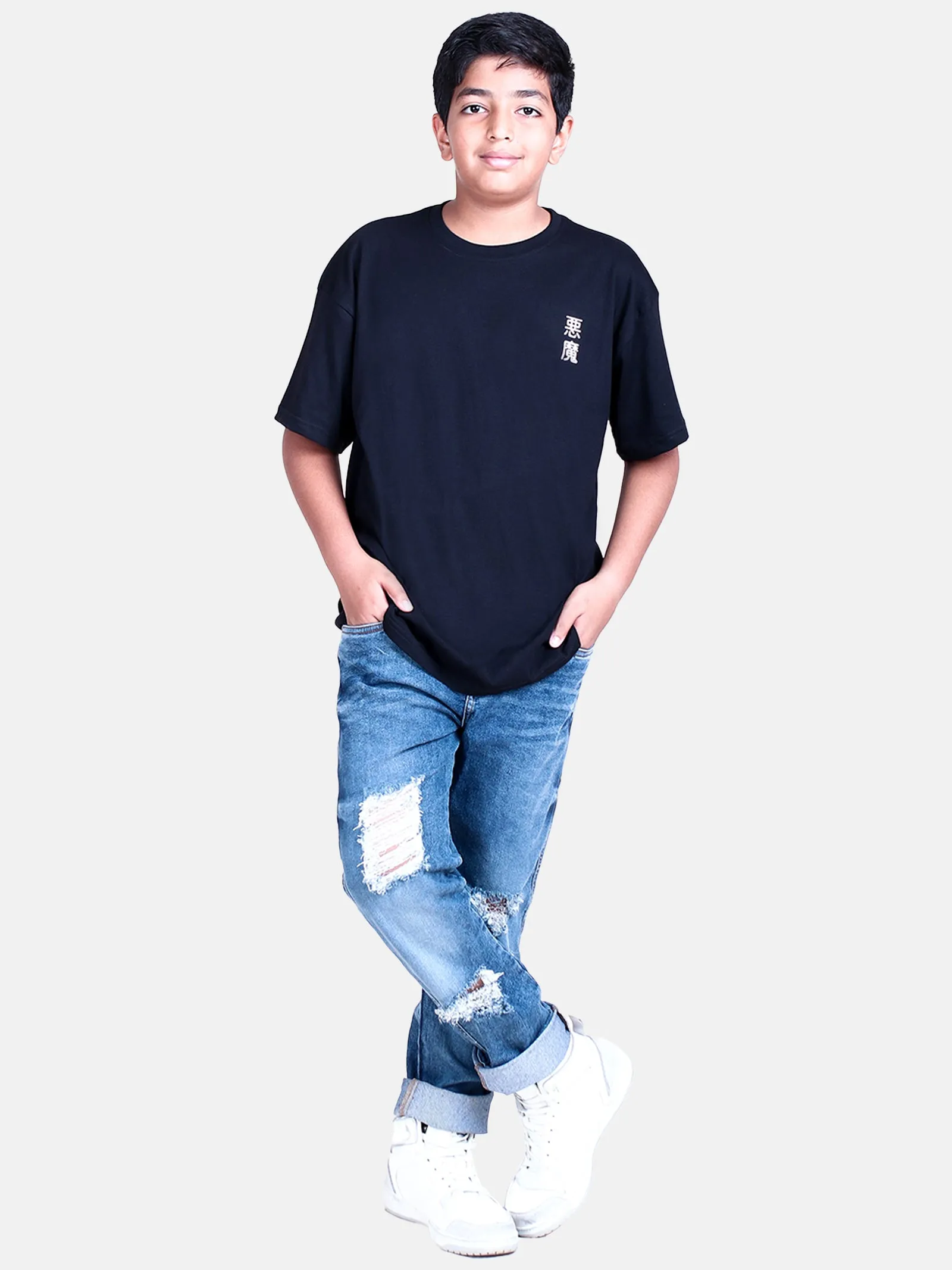 Boys Printed Over Sized Round Neck Tee