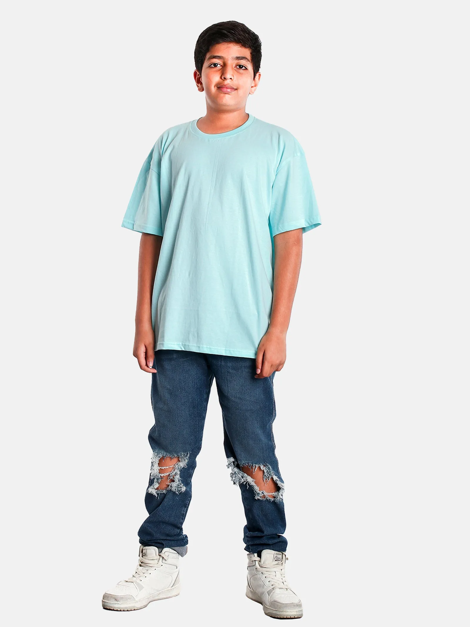 Boys Printed Over Sized Round Neck Tee