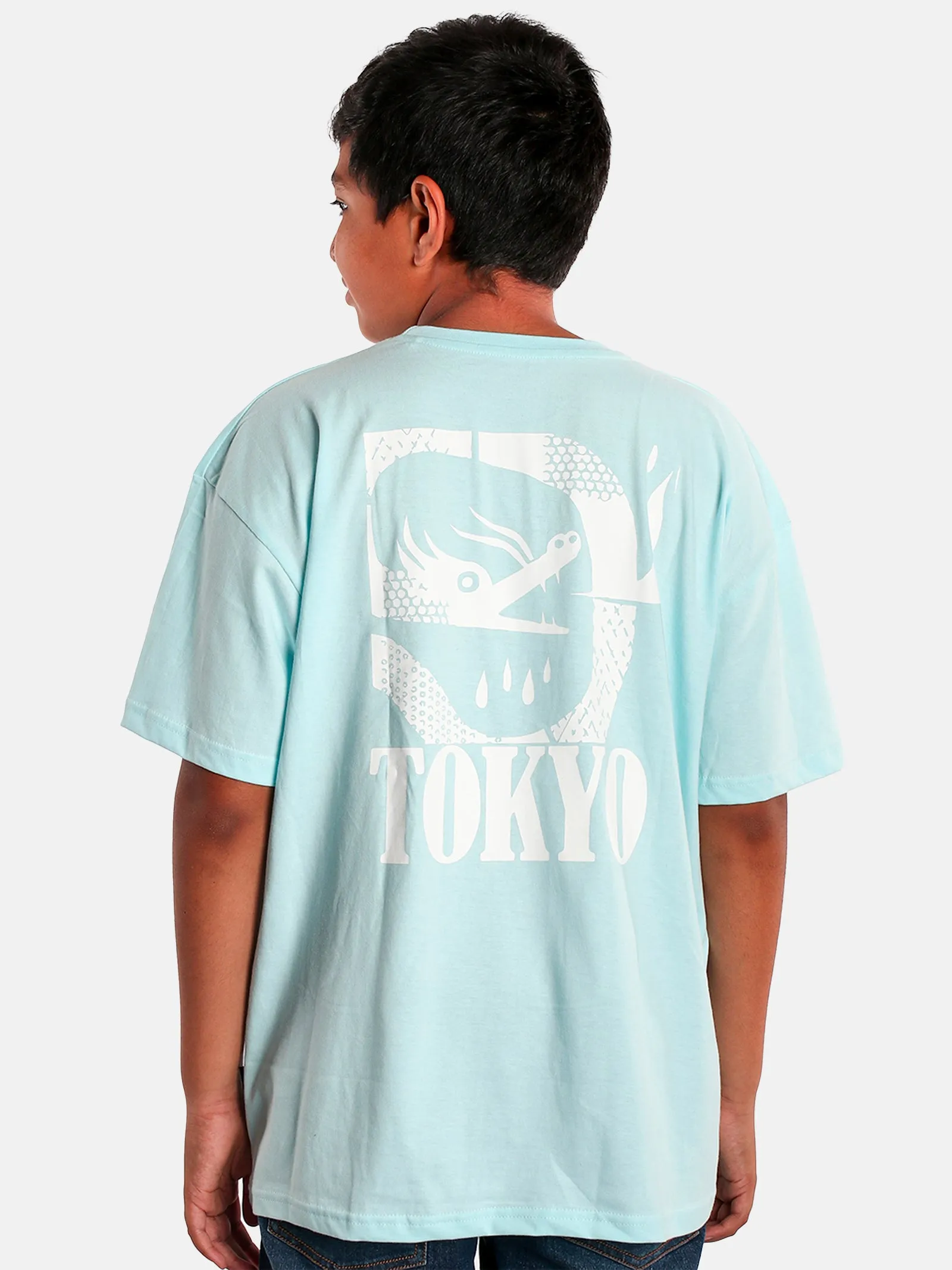 Boys Printed Over Sized Round Neck Tee