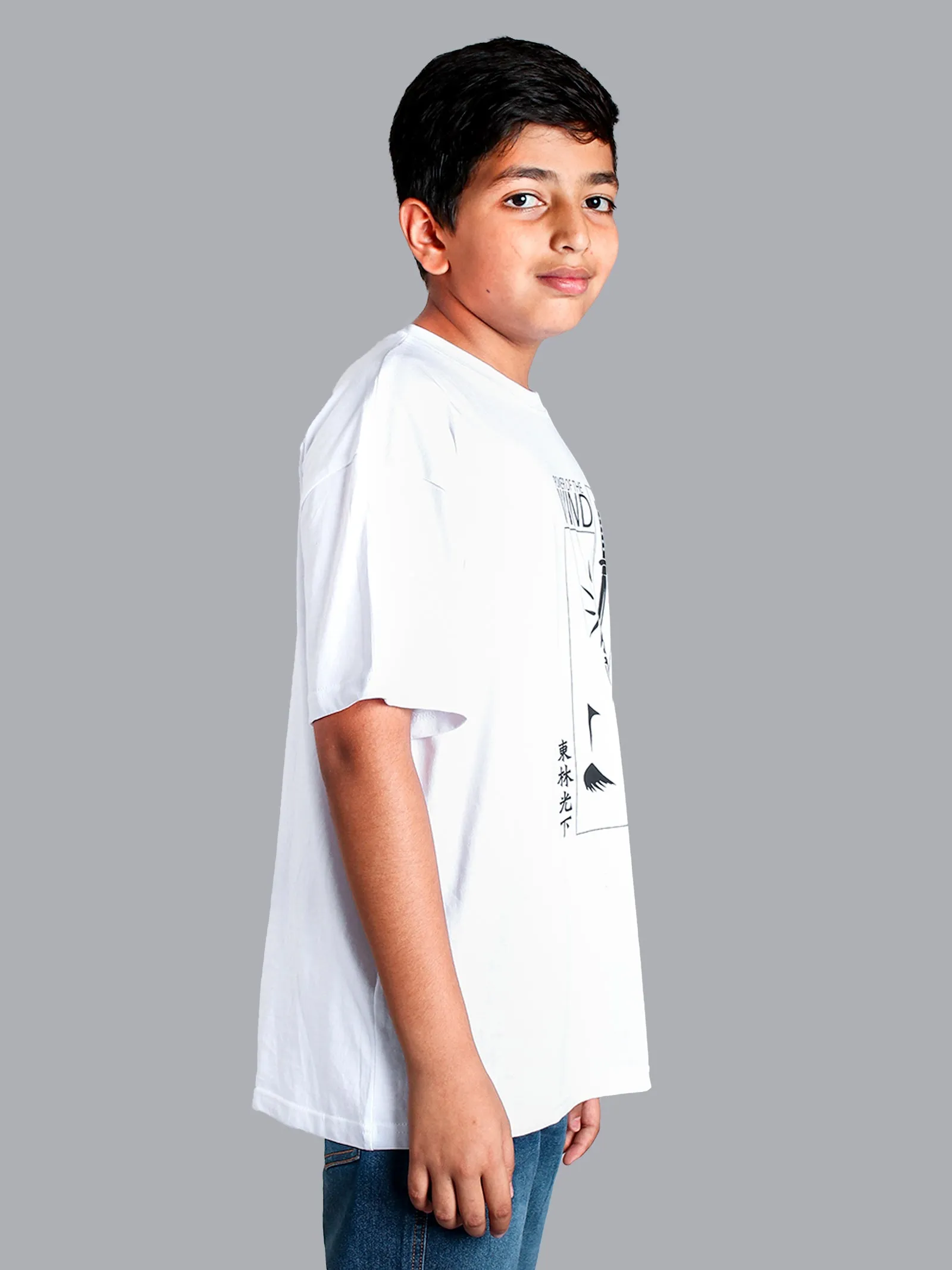 Boys Printed Over Sized Round Neck Tee