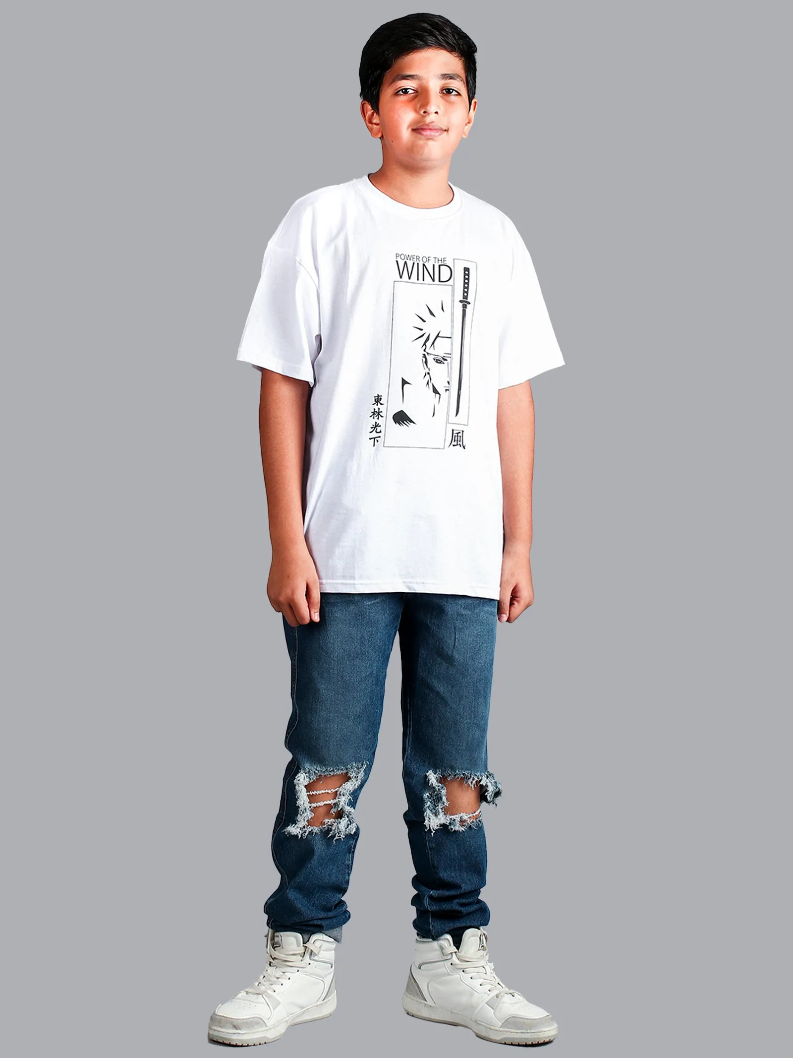 Boys Printed Over Sized Round Neck Tee