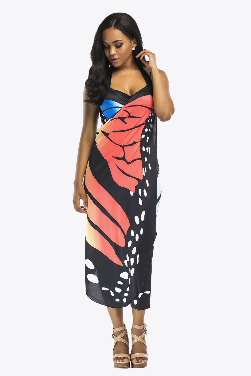 Butterfly Spaghetti Strap Swimsuit Cover Up