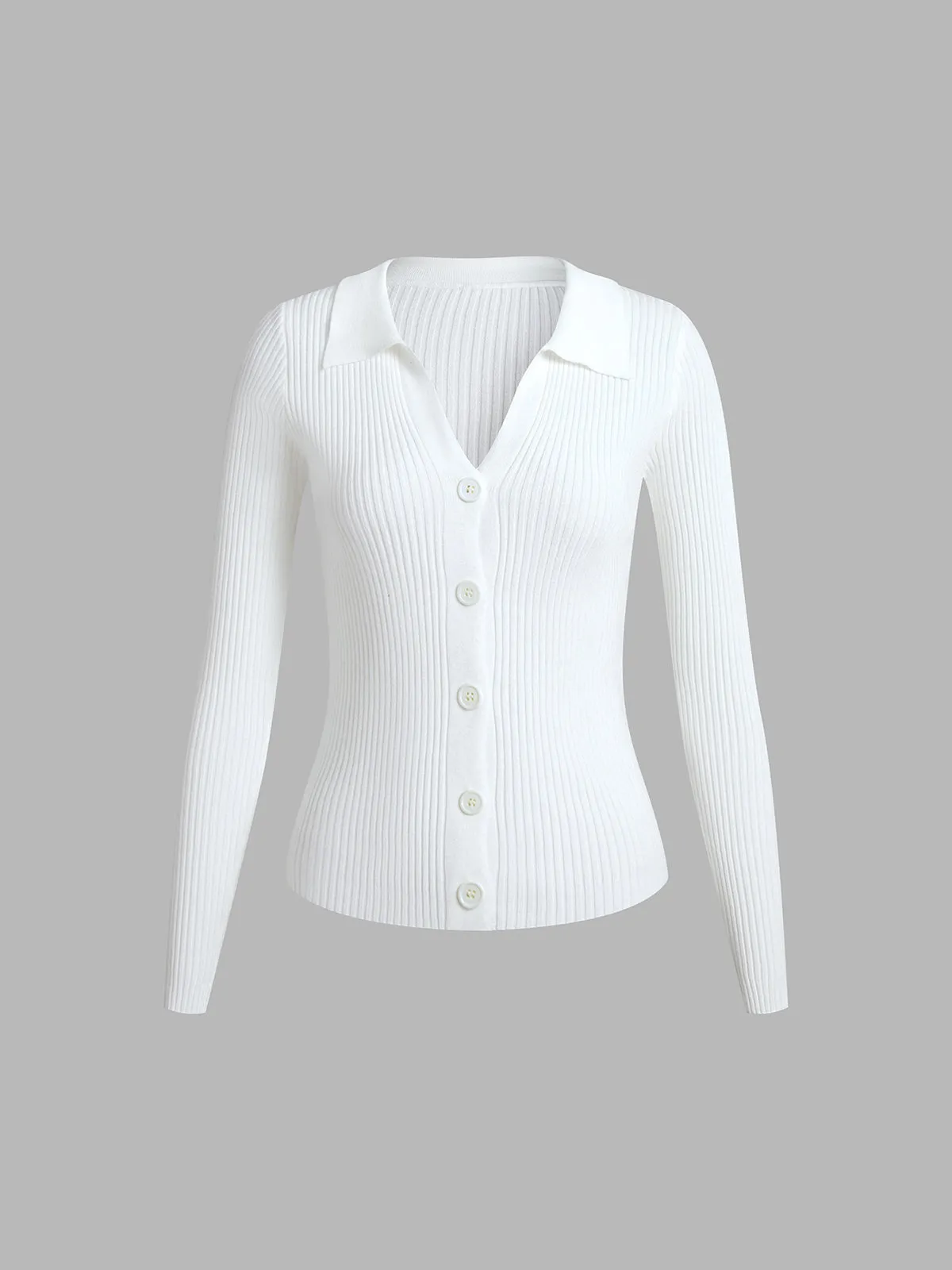 Button Up Graceful Collared Cardigan