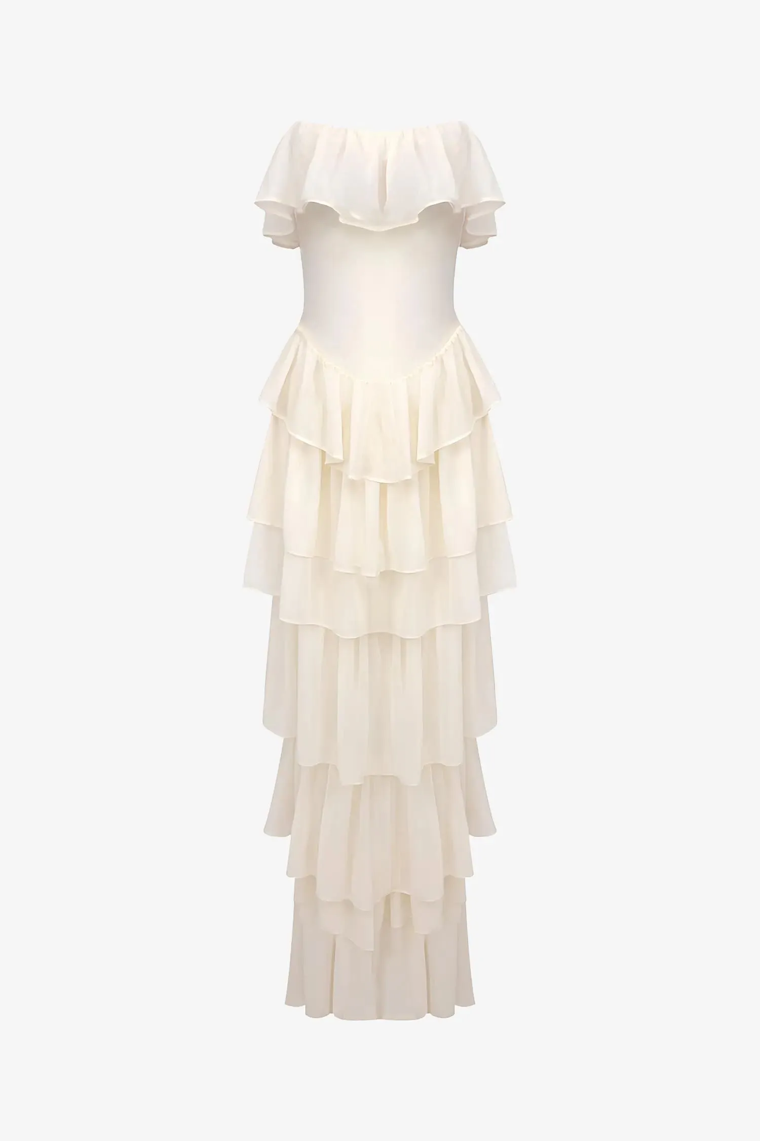 Champagne Chiffon Ruffle Dress