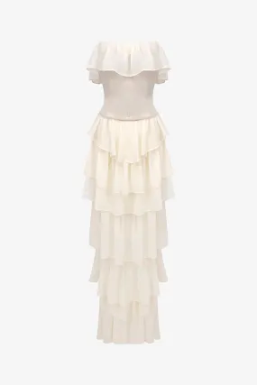 Champagne Chiffon Ruffle Dress