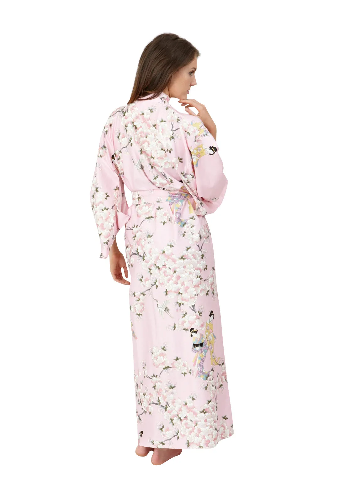 Cherry Blossom & Beauty Plus Size Cotton Kimono Robe Pink