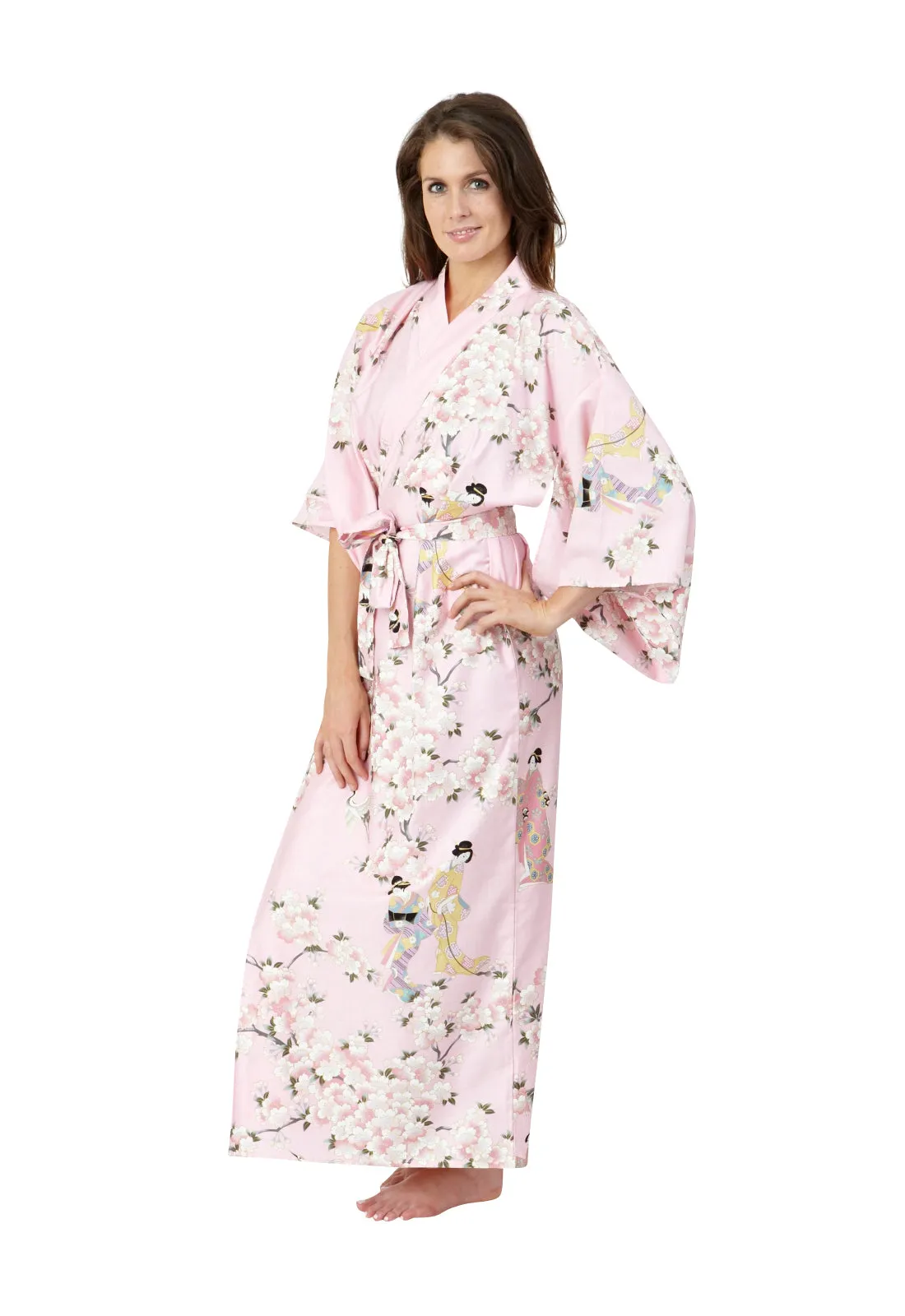 Cherry Blossom & Beauty Plus Size Cotton Kimono Robe Pink