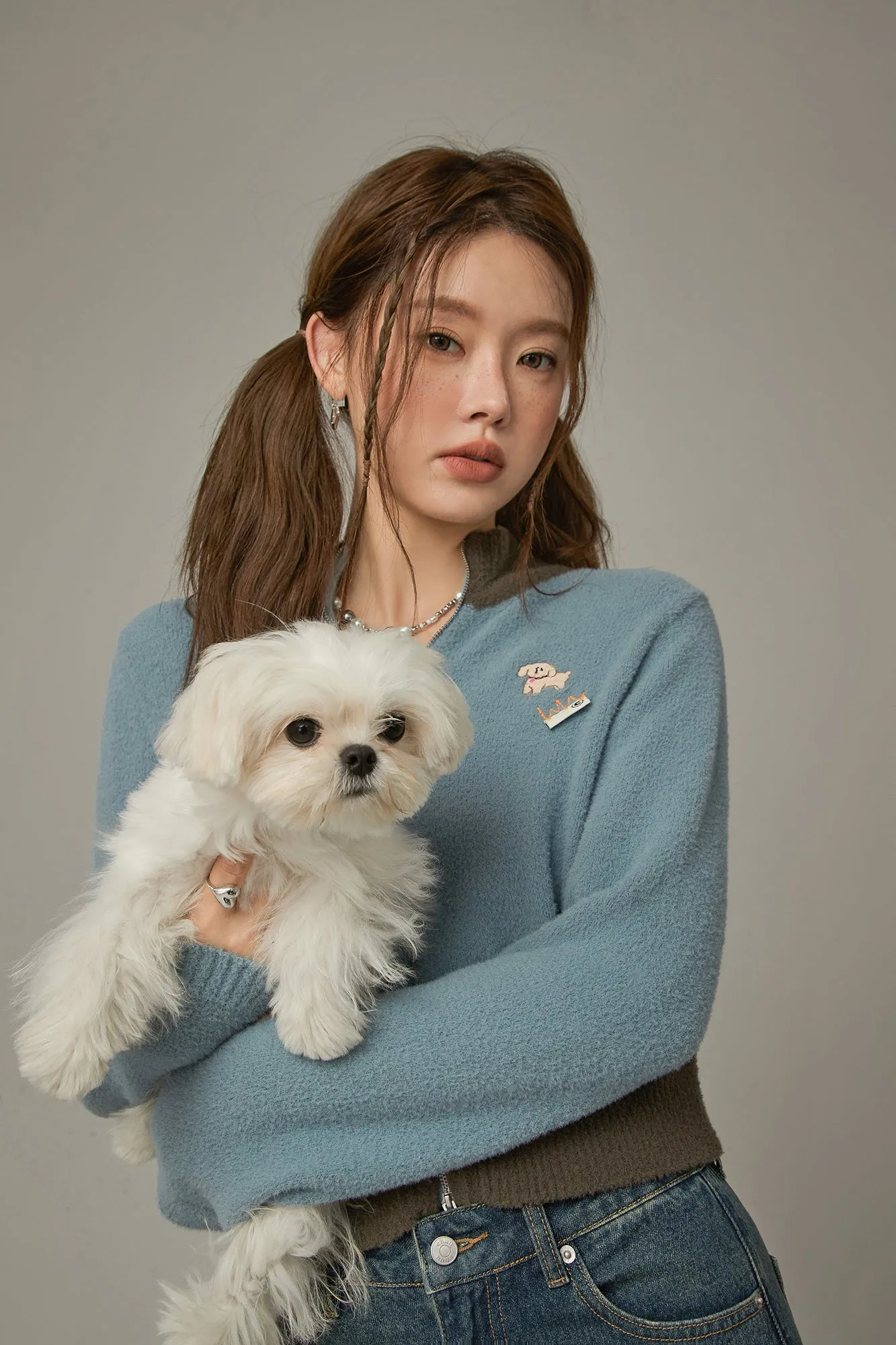 Color Puppy Logo Zip-Up Cardigan