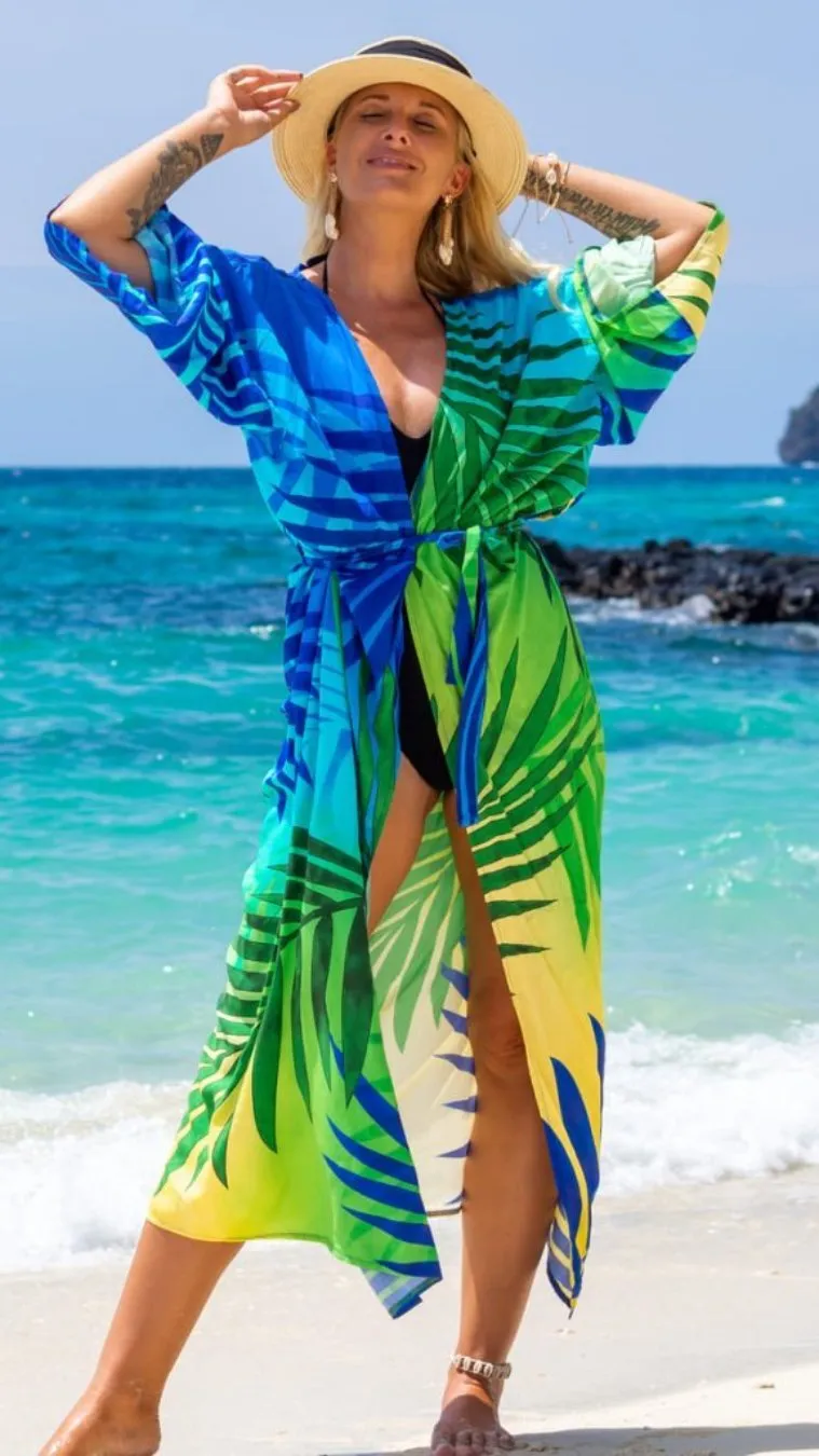 Colorful Long Beach Swimsuit Kimono Cover ups