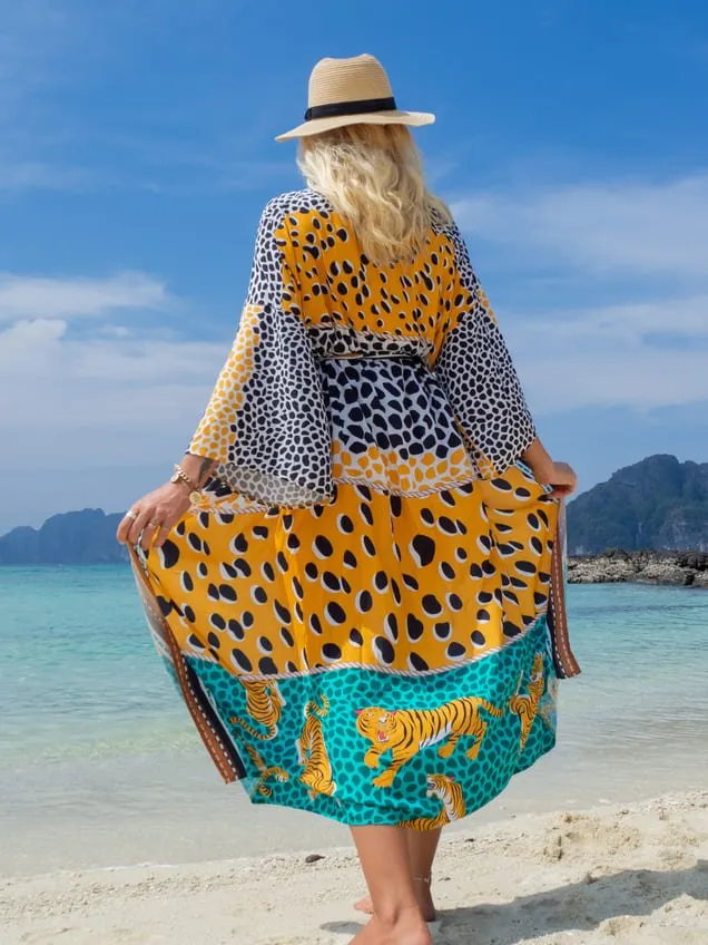 Colorful Long Beach Swimsuit Kimono Cover ups