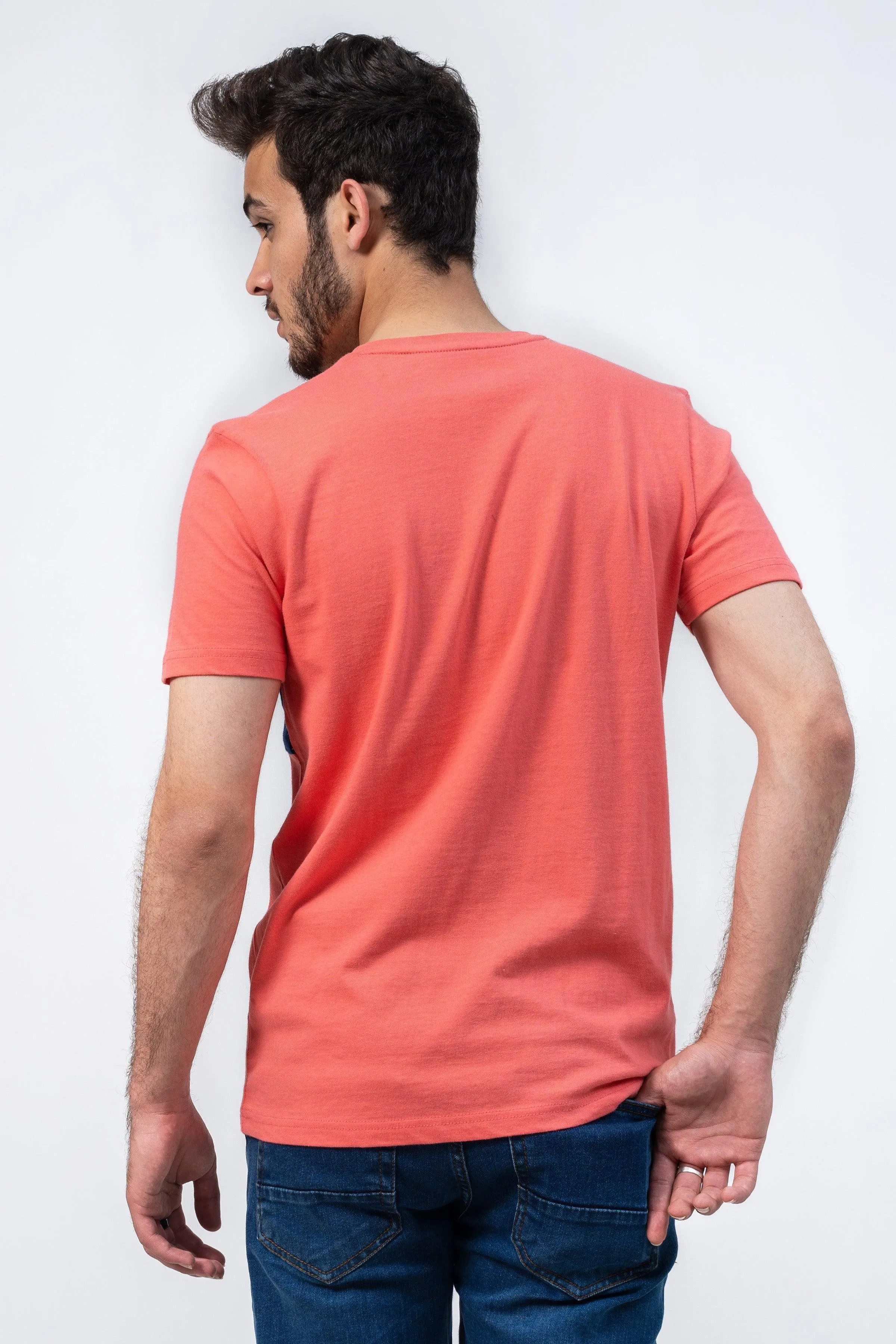 CUT & SEW T SHIRT CORAL PINK