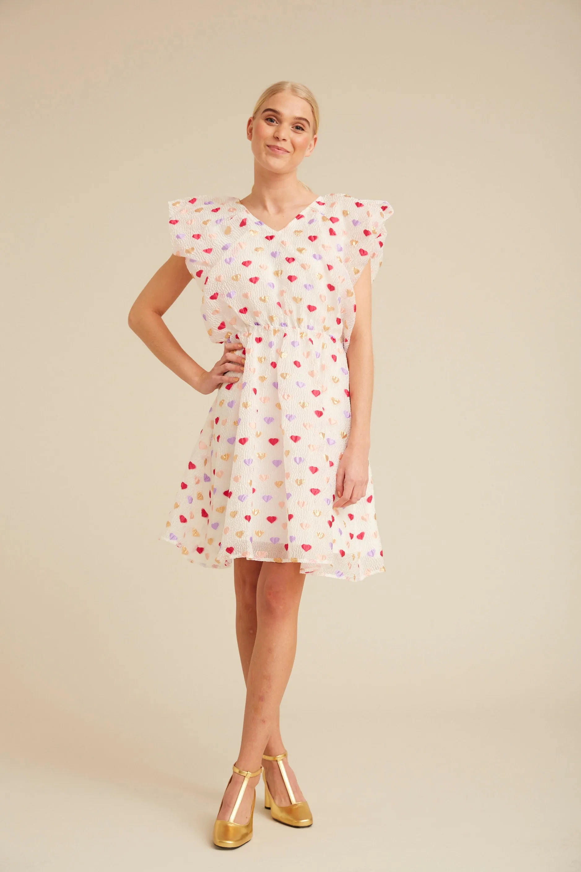 Dahlia Wing Dress - Pink Hearts