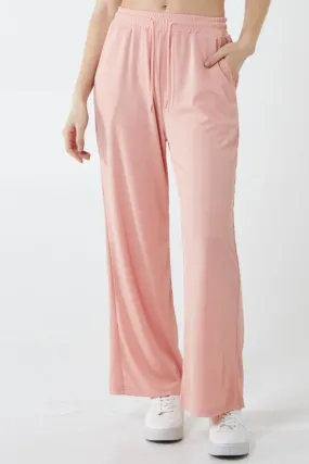 Elasticated Waist Fine Needle Rib Wide Leg Trousers