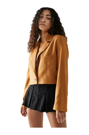 Free People Block Party Crop Blazer In Amber