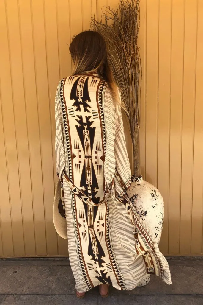 Geometric Print Swimwear Kimono Cardigan