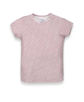 Girls Round Neck Half Sleeve Stripe Printed Tee