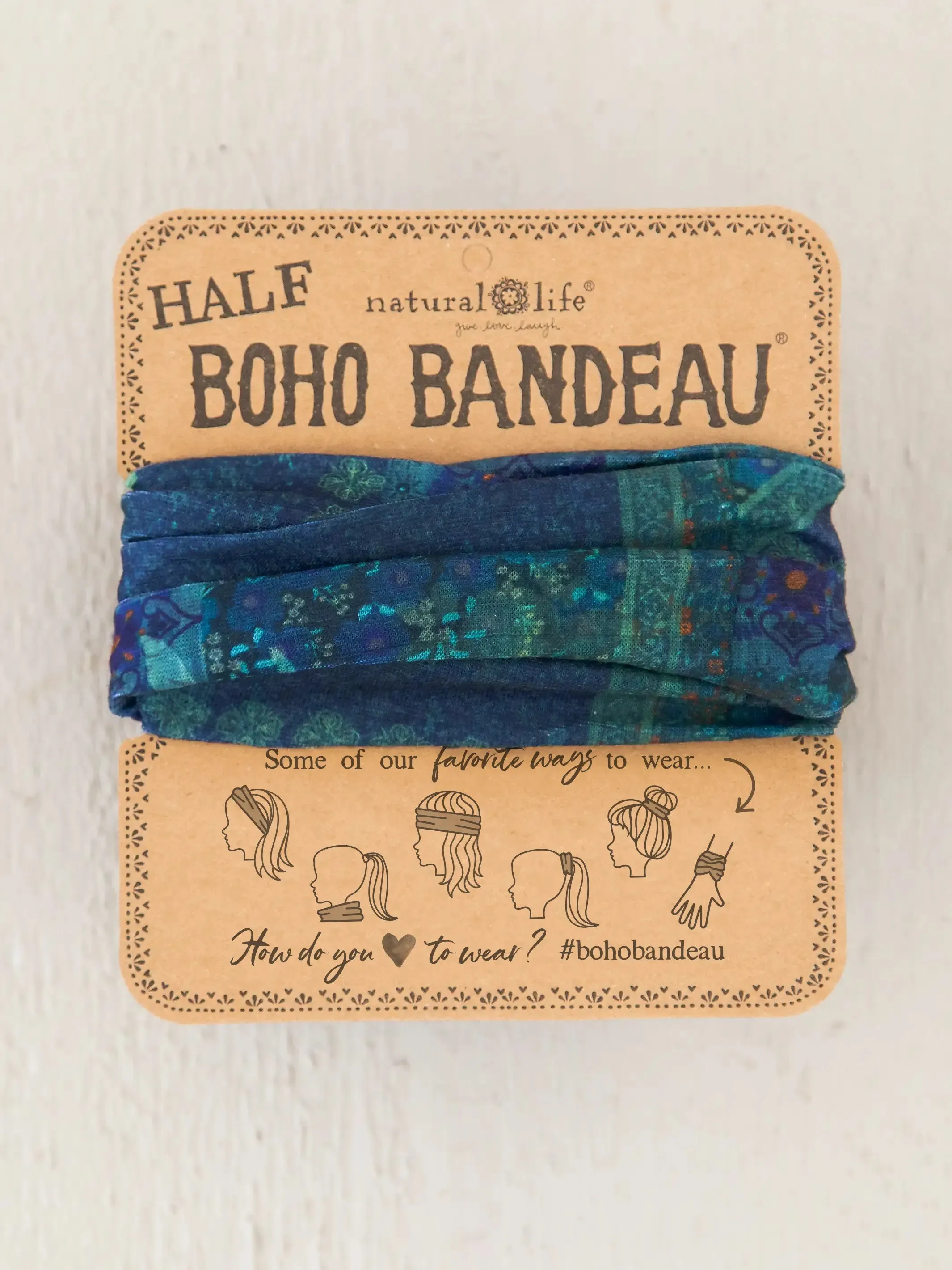 Half Boho Bandeau® Headband - Indigo Patchwork