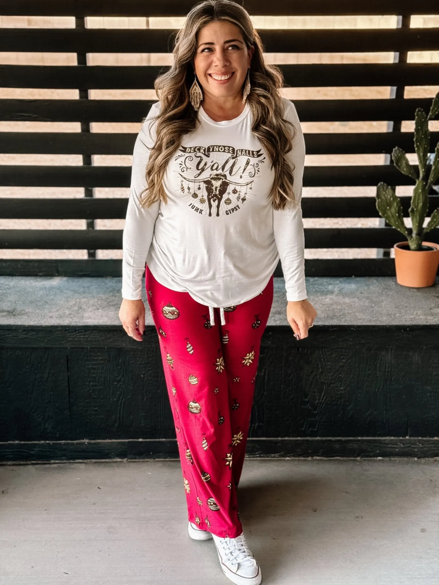 Junk Gypsy Deck Those Halls Pajama Loungewear Long-sleeve Top