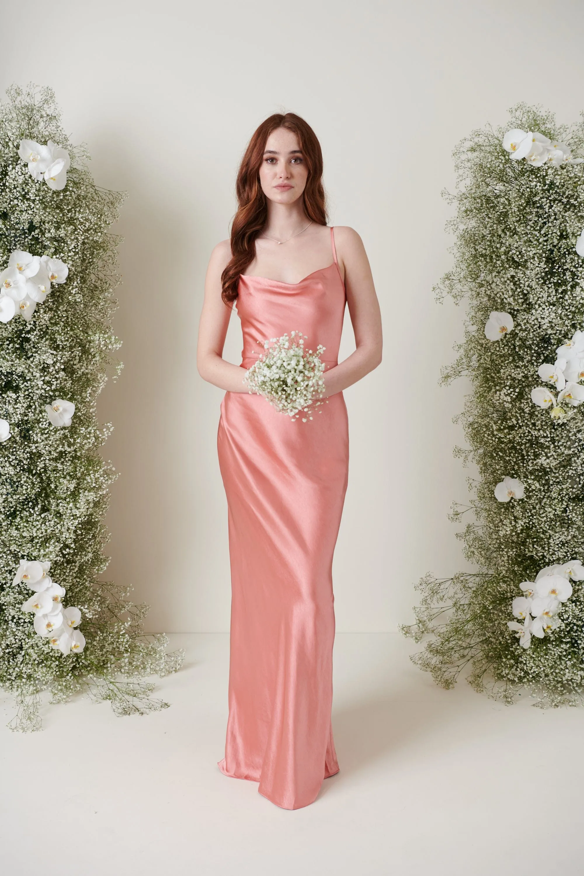 Keisha Maxi Bridesmaid Dress - Matte Apricot Pink