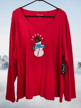 Kim Rodgers Sequined Snowman Top