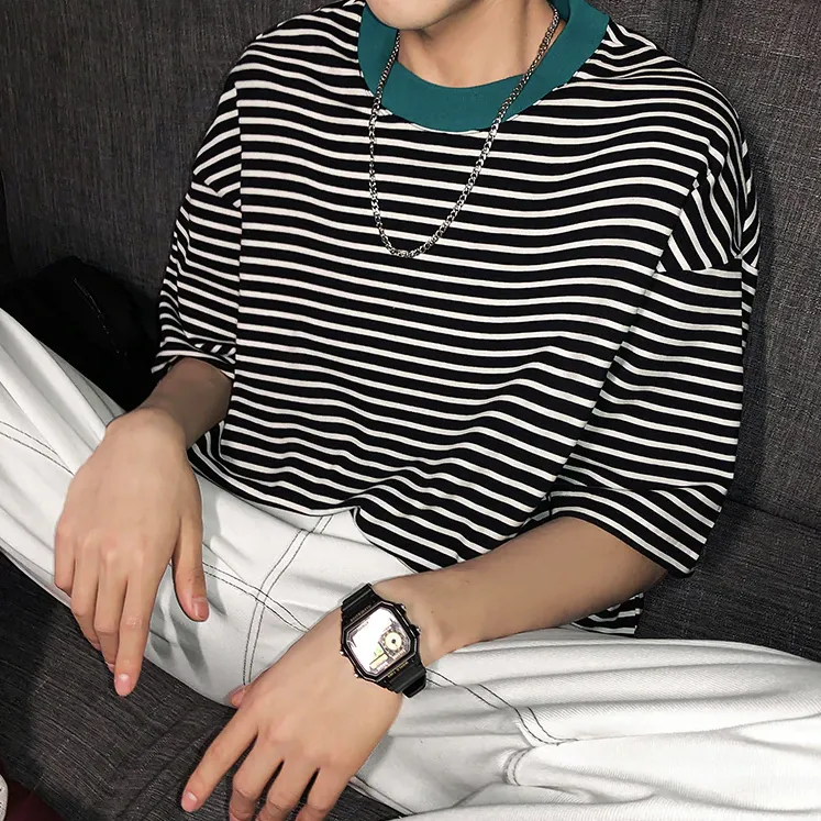 [Korean Style] Dary Round Neck Striped Sweatshirts