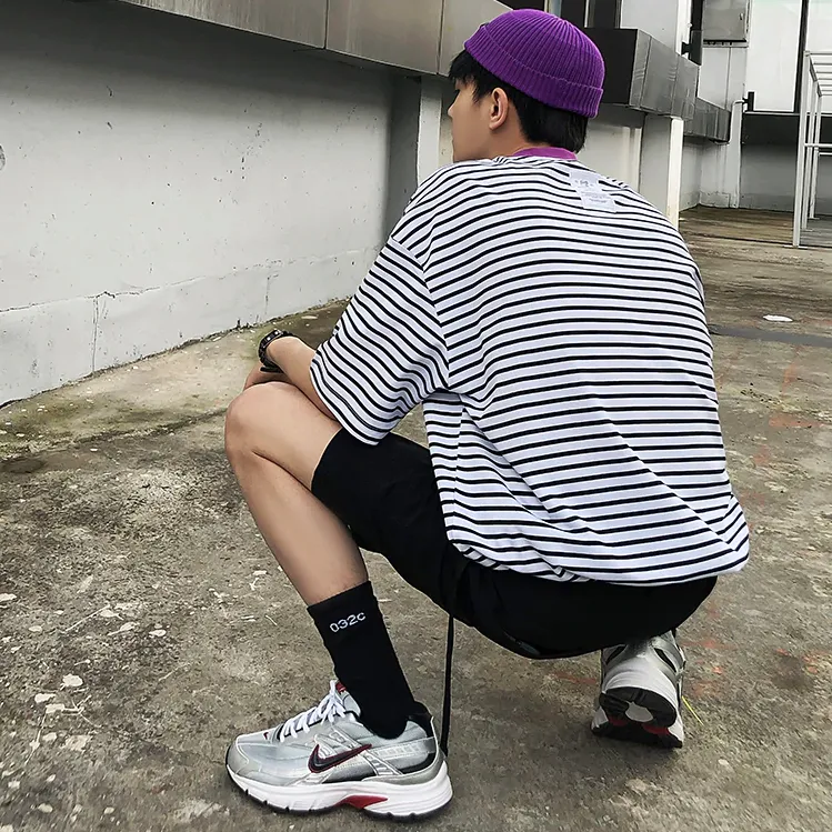 [Korean Style] Dary Round Neck Striped Sweatshirts