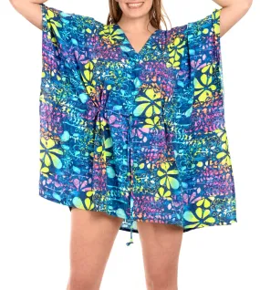 LA LEELA Bikni Swimwear Digital HD Print Beach Swim Cover Up OSFM 14-28 [L-4X] Multicolor_3713