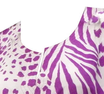 LA LEELA Cover ups Animal Printed Beach Swim Caftan Purple