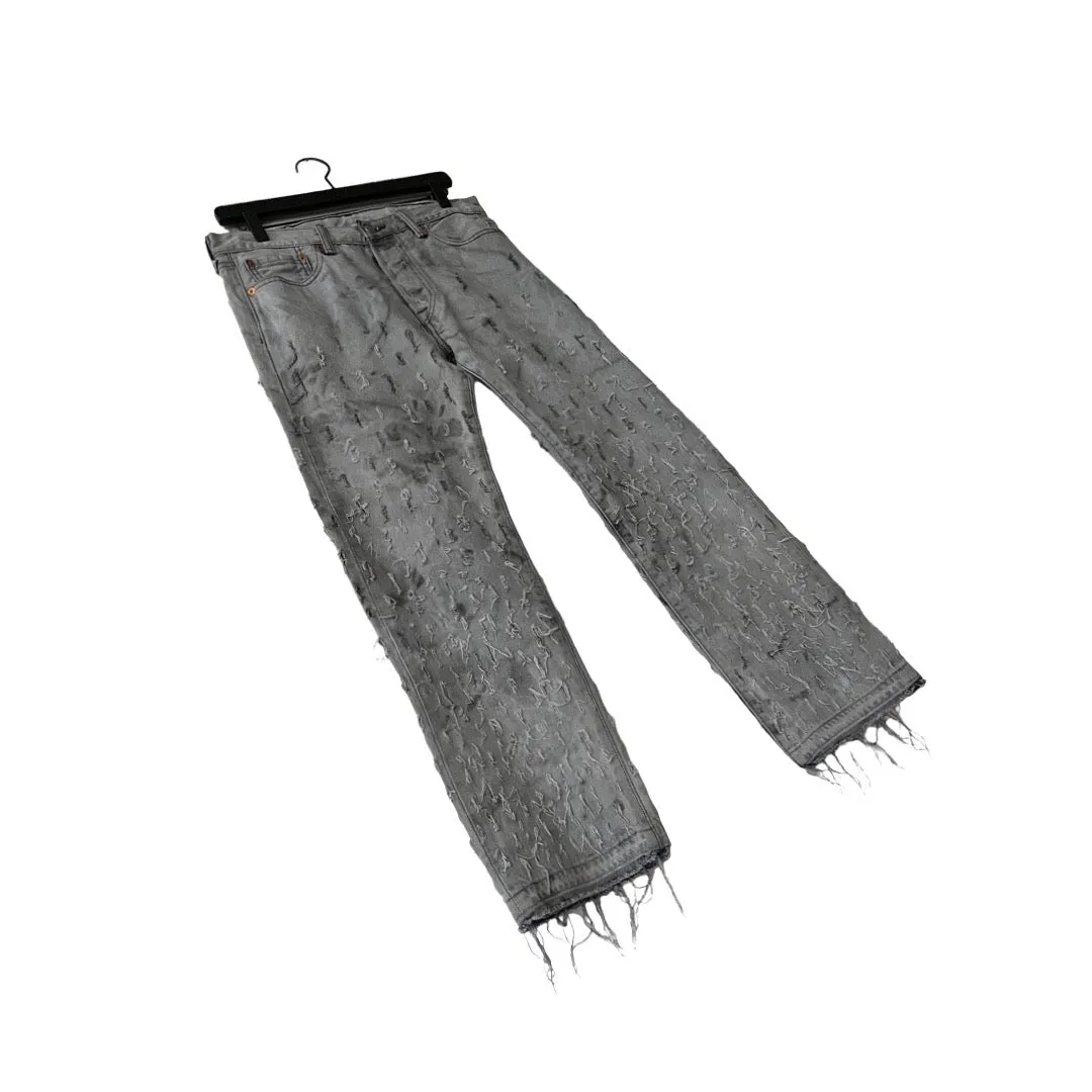 Levi's 501 Classic Straight Leg Jeans (distressed) in Brutalism / 32" x 30"