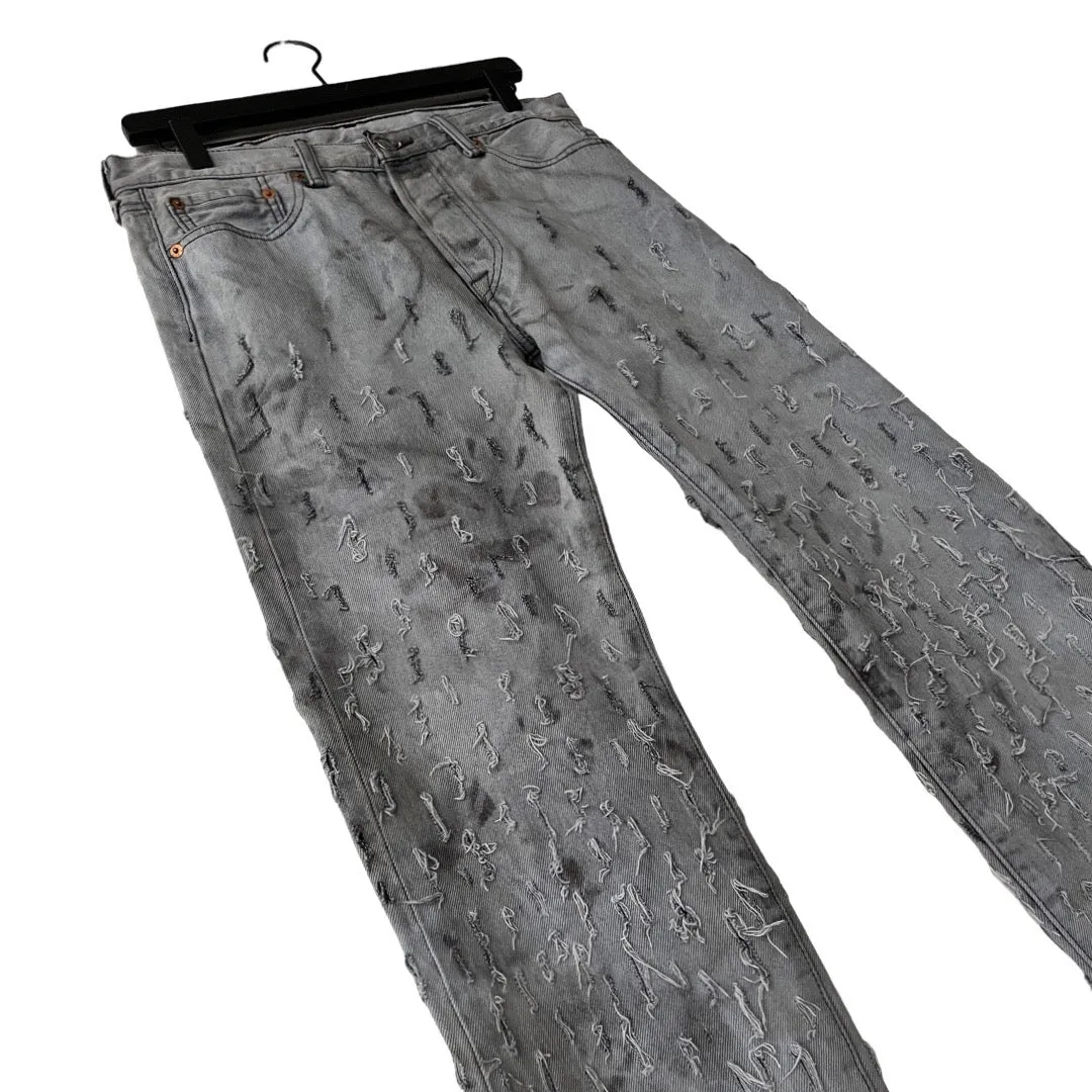 Levi's 501 Classic Straight Leg Jeans (distressed) in Brutalism / 32" x 30"