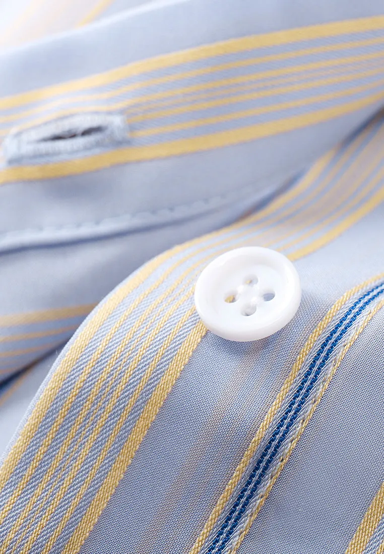 Light Blue Embroidered Striped Shirt