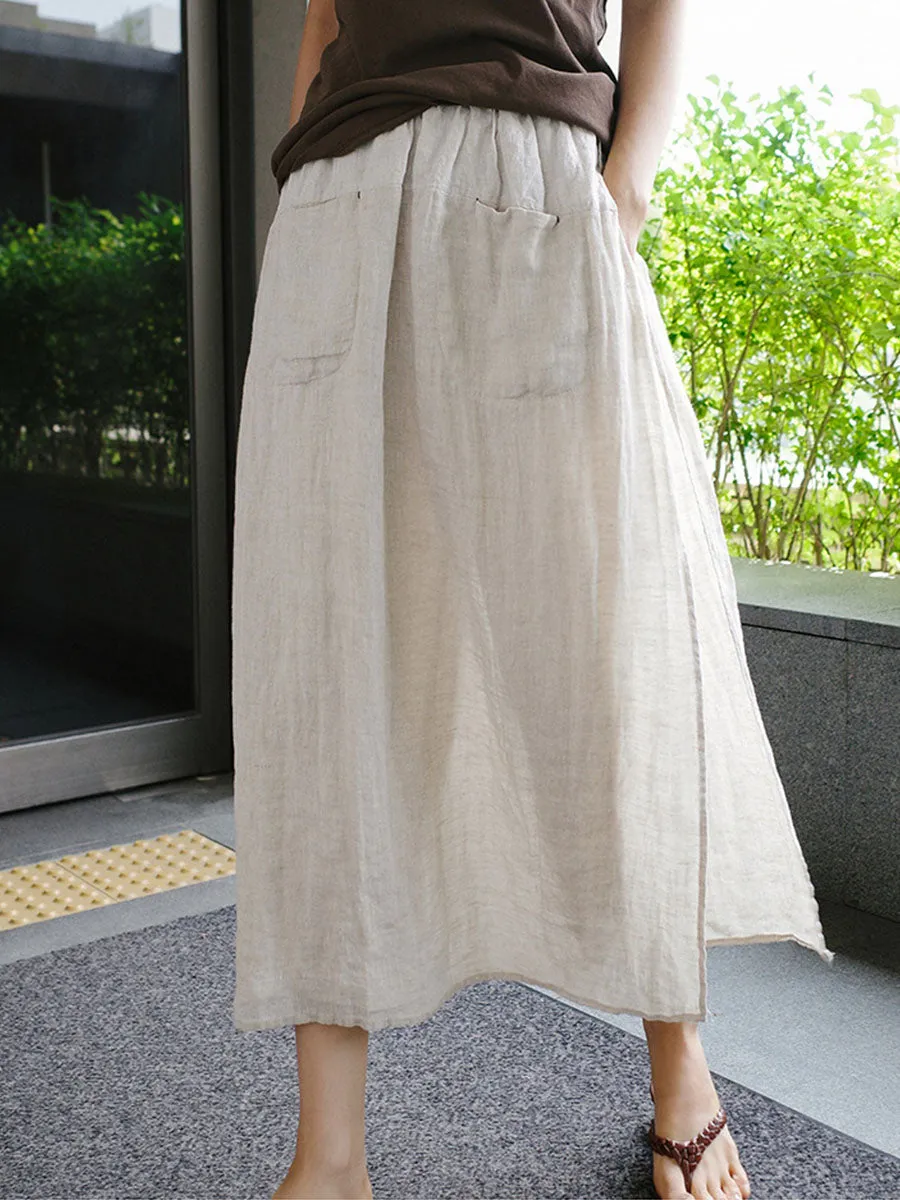 Linen Wide-leg Culottes with Pockets