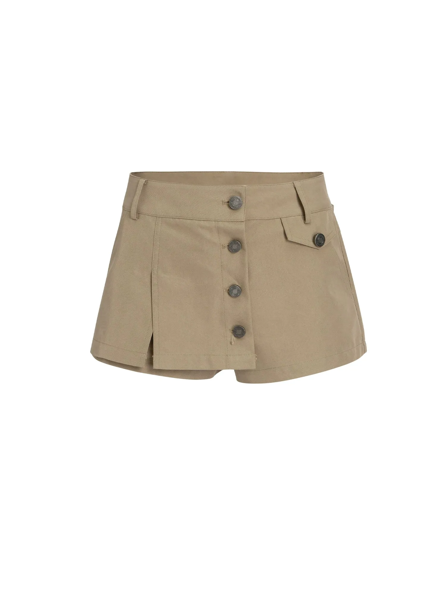 Low-Rise Wide-Leg Cargo Culottes Skirt