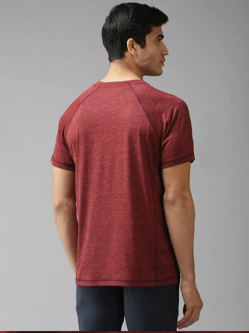 Maroon Solid Polyester Round Neck Tees