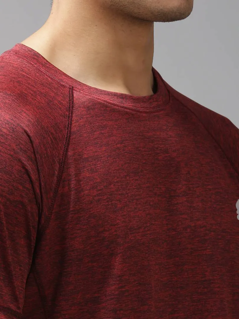 Maroon Solid Polyester Round Neck Tees