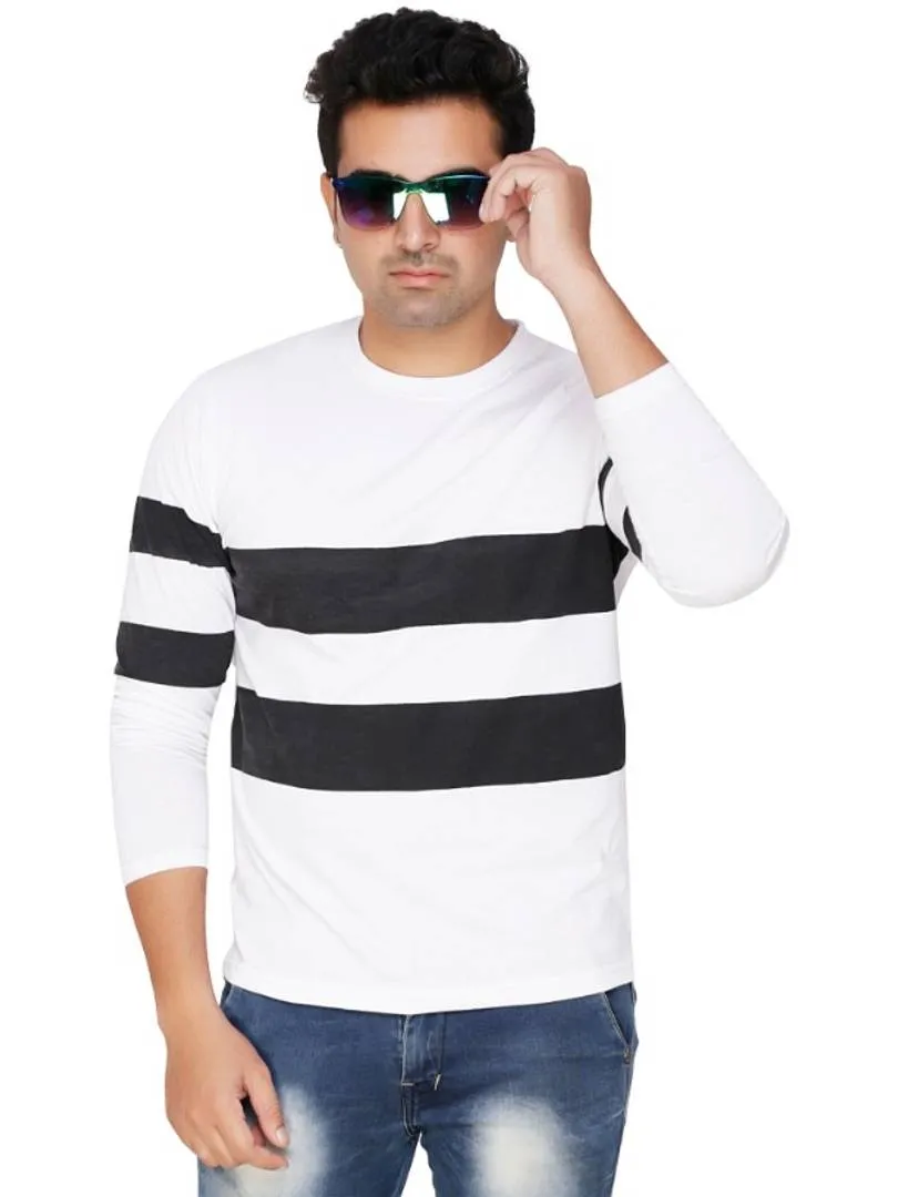 Men Black Cotton Full Sleeves Round Neck Tees