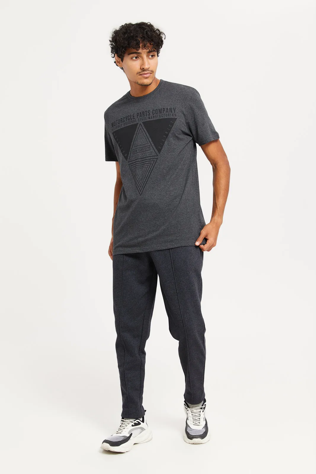 Men Charcoal Printed T-Shirt