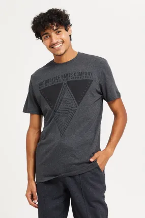 Men Charcoal Printed T-Shirt